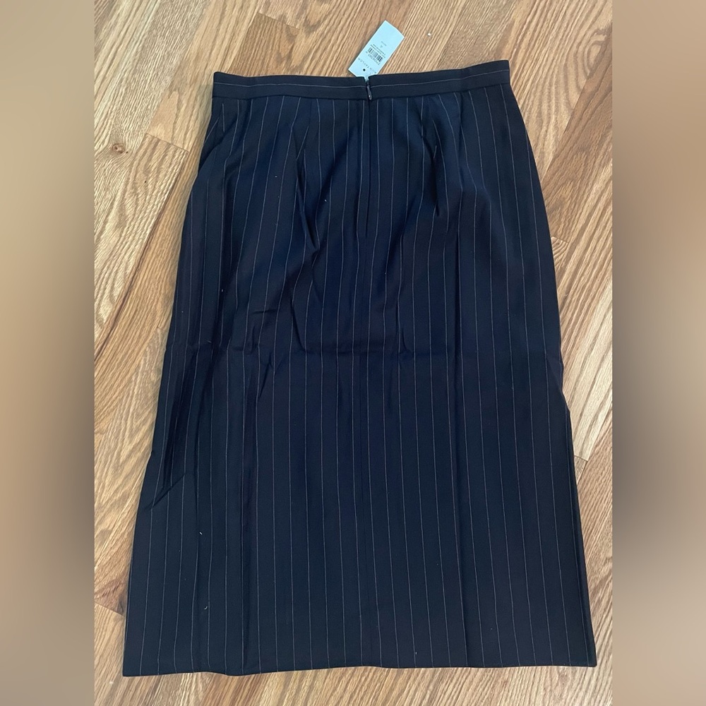 Ann Taylor Petite Pinstripe Cascade Midi Skirt - 4 Petite - Picture 6 of 7
